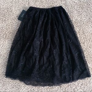 Zara Women Lace Midi Skirt Black Size XS